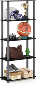 Furinno Turn-N-Tube 5-Tier Multipurpose Shelf / Display Rack / Storage Shelf / Bookshelf, Square Tubes, Black/Grey