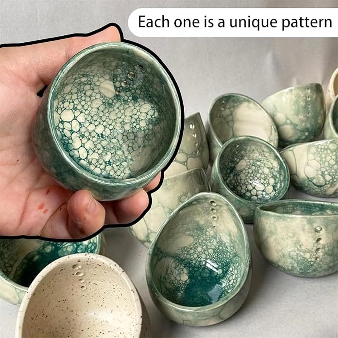 Pottery Herb Stripper, Herb Stripper Bowl Ceramic,Pottery Herbal Stripper, Handmade Pottery Different Round Hole Sizes for Peeling off the Leafy Assembly (A)