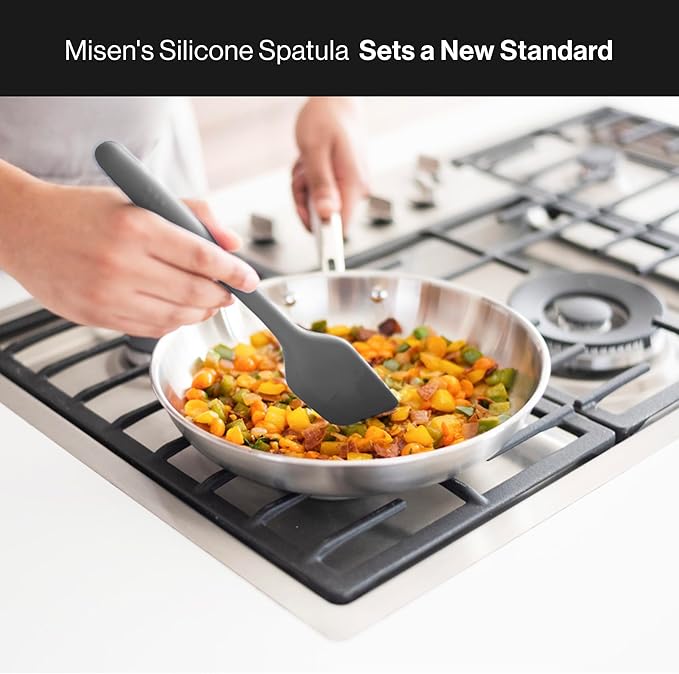 Misen Spatulas - Stainless Steel Fish Spatula and Nonstick-Safe Silicone Spatuala - Gray