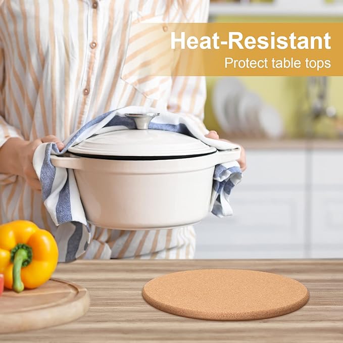 Panitay 24 Pack Thick Cork Trivets - 8 Inch Heat Resistant Multifunctional Cork Board Hot Pads for Table & Countertop