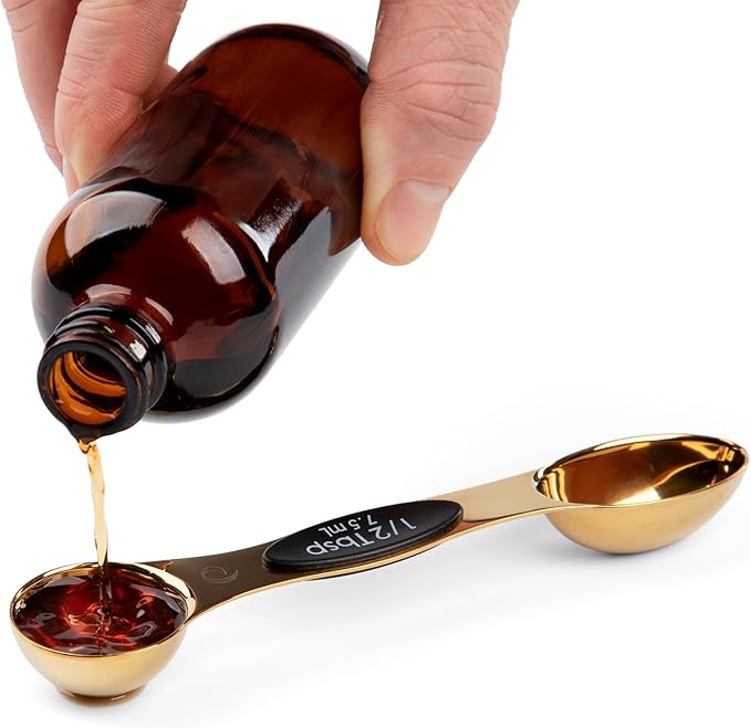 Progressive International Magnetic Measuring Spoons, Set of 5 – Black, Easy to Store with Magnetic Design (Gold)