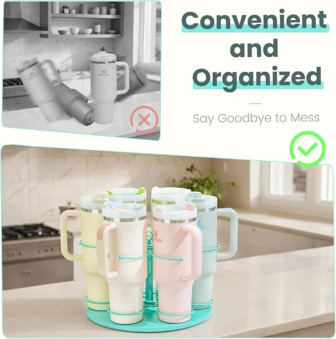 Upgraded Water Bottle Organizer for Stanley 40 oz/30 oz/20 oz,Rotating Stanley Cup Organizer Holder,Tumbler Holder Organizer, Easy to Install Kitchen Organizers and Storage for Stanley Cup Accessories