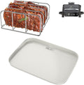 Griddle Pan & Rib Rack for Ninja Woodfire OG751/OG700 Series Grill, Non-Stick Upgraded Ceramic Cooking Flat Top Griddle Plate for Ninja XSKGRDPLT Woodfire Accessories, with 4 Full Racks Holder of Ribs