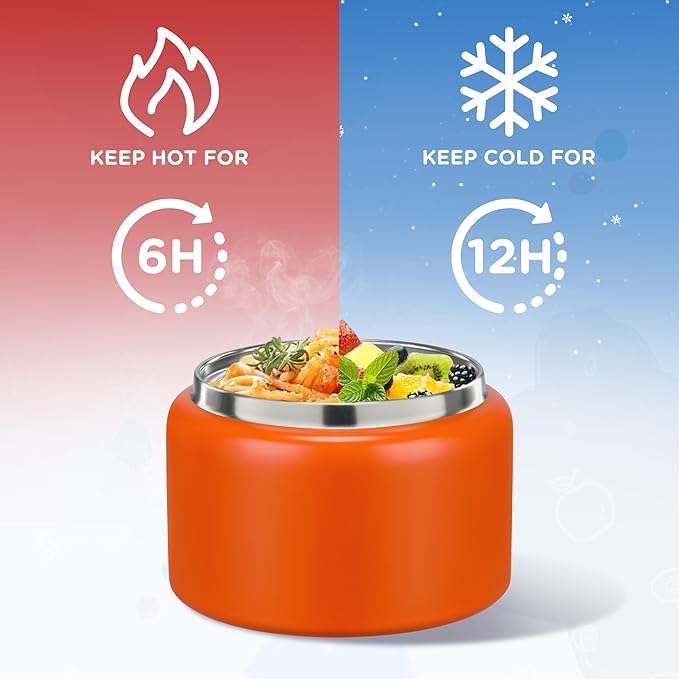 MAISON HUIS 8oz Soup Thermo Wide Mouth Vacuum Insulated Thermo Food Jar, Leak Proof Stainless Steel Thermo for Hot&Cold Food Kids Food Lunch Soup Container for School Travel