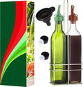Poura Vinegar and Olive Oil Bottle Drizzler Set with ClickSeal BPA Free Pour Spouts | Glass Oil & Vinegar Dispenser Bottles for Cooking & Dining | Hygienic Covers + Silicone Decanter Funnel 250ml