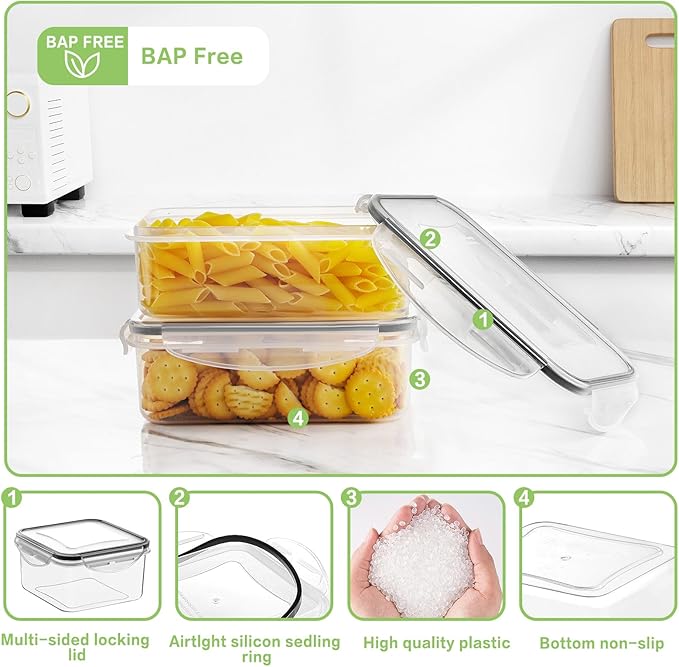HOMBERKING 40 Pieces Food Storage Containers Set with Snap Lids (20 Lids + 20 Containers), Plastic Containers, BPA-Free Lunch Container Bento Box for Home, Black
