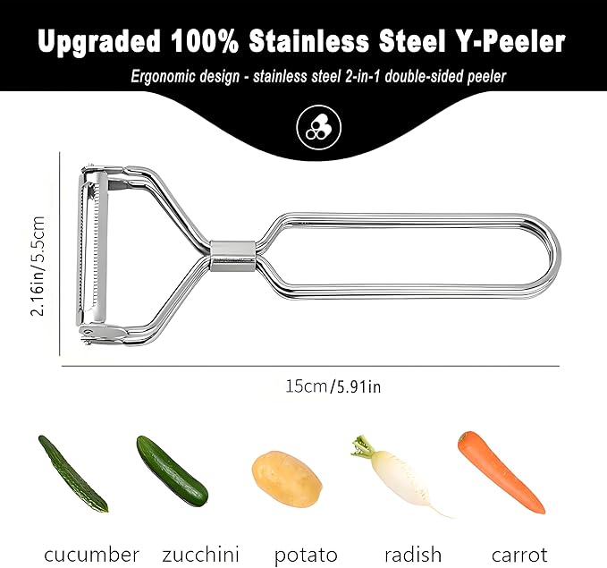 Best Vegetable Carrot Potato Peelers for Kitchen, Just Like Mom's old steel Fruits Peeler (Double Blade)