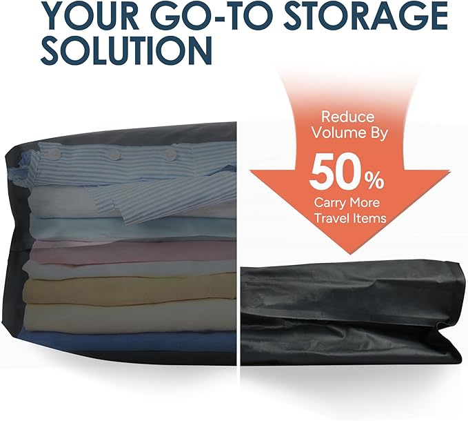 Vacuum Bags for Travel Luggage with Wireless Pump, Compression Bags for Carry On Suitcases and Backpack, Vacuum Seal Packing cube for Cloth Packing (2PC + PUMP)