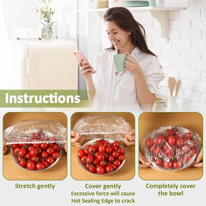 MAQIHAN 300 Bowl Covers Bread Proofing - Medium Plastic Wrap Food Sourdough Bread Baking Bread Rising Elastic Reusable Plate Covers Outdoor Food Fresh Keeping Bags Shower Cap Hair Deep Conditioning