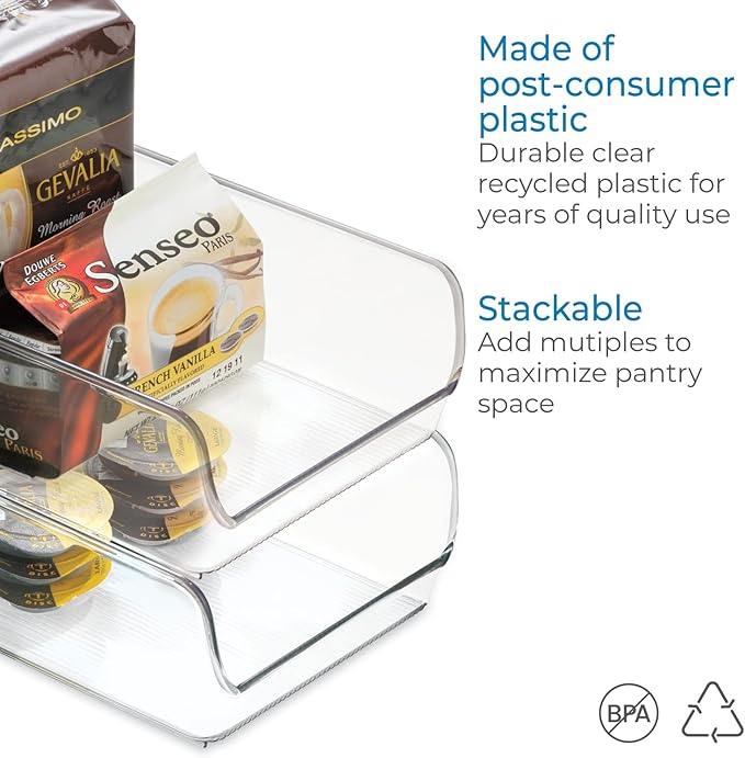 iDesign BPA-Free Plastic Freezer and Fridge Organization Bin for Kitchen, Fridge, Freezer, Pantry and Cabinet Organization, The Linus Collection – 11" x 7" x 3.5", Clear