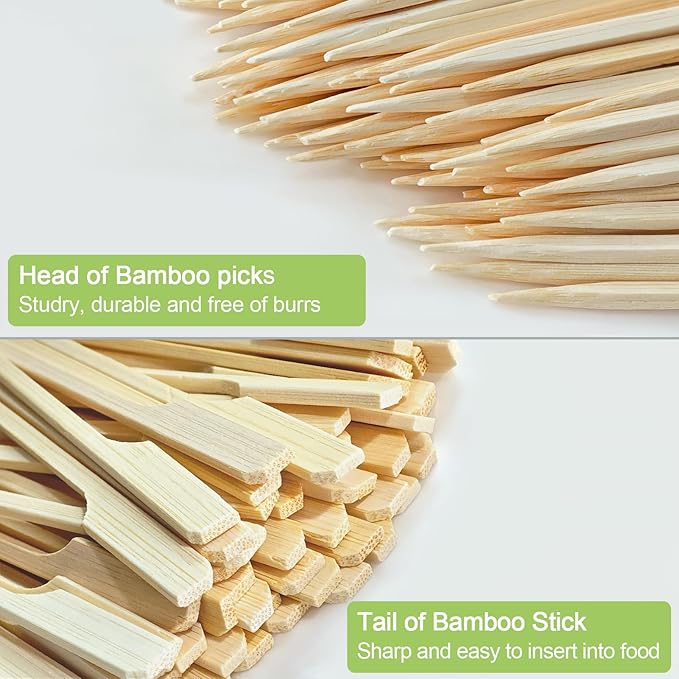 1200 PCS Bamboo Skewers for Appetizers 6.0 Inch Paddle Wooden Kabob Skewers Bamboo Cocktail Toothpicks Skewer Sticks for Appetizers Drinks Fruit Kababs Charcuterie Party