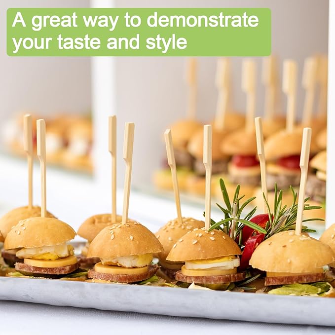 1200 PCS Bamboo Skewers for Appetizers 4.7 Inch Paddle Wooden Kabob Skewers Bamboo Cocktail Toothpicks Skewer Sticks for Appetizers Drinks Fruit Kababs Charcuterie Party