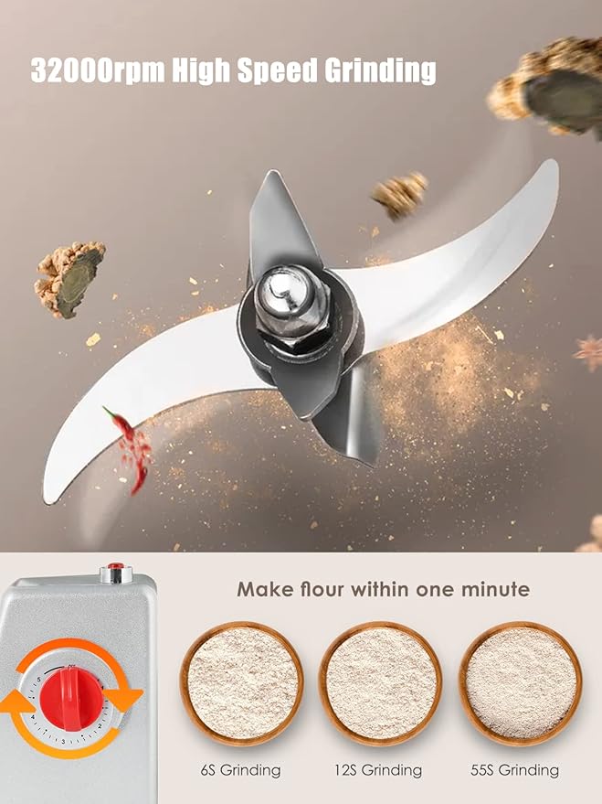 CGOLDENWALL 2500g Electric Grain Grinder Mill Safety Upgraded 3600W High-speed Spice Herb Grinder Commercial Superfine Machine Dry Cereals Pulverizer CE 110V (2500g Swing Type)