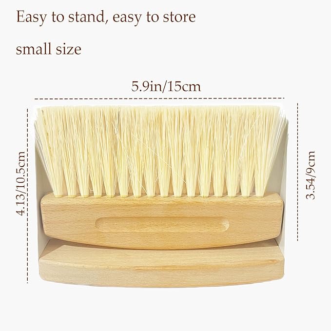 Mini Broom and Dustpan Set Small Metal Dustpan and Brush Set Hand Whisk Broom for Home Office Desktop Sofa Pet Care Household Cleaning (PET bristles, Black)