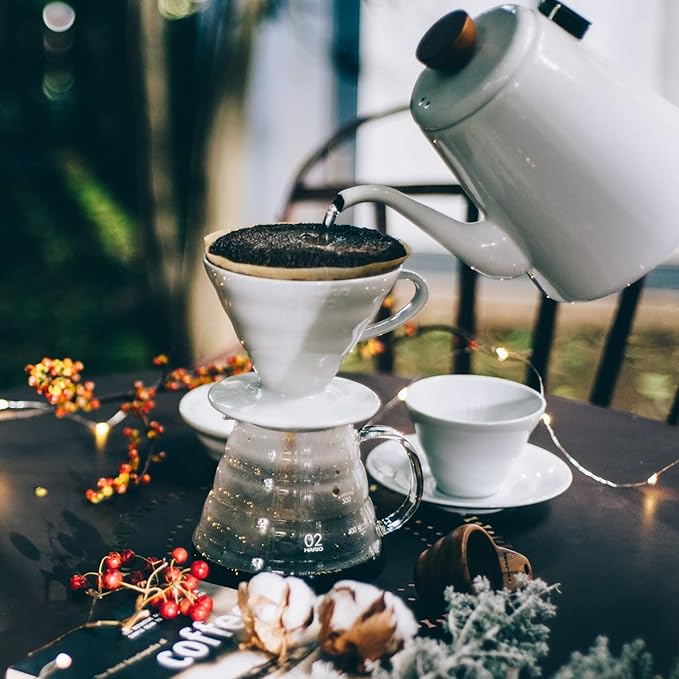 Hario V60 Ceramic Coffee Dripper Pour Over Cone Coffee Maker Size 02, White