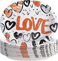 WDF 50PCS Heart Paper Plates -10"x12" Heart Plates Disposable -Love Design Valentines Plates for Weddings/Anniversary Birthday Party Thanksgiving
