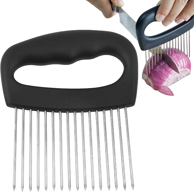 NOVANO Large Onion Slicer & Meat Tenderizer,Kitchen Cooking Tool for Tenderizing, Onion Cutter Vegetable Chopper, Stainless Steel Tomato Slicer with 16 Long Needles, for Potato Lemon