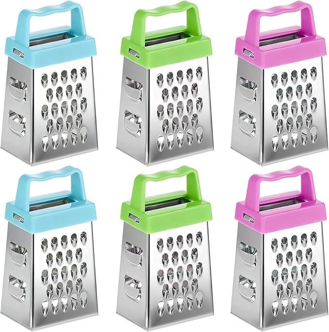 6Pcs Mini Cheese Grater, Stainless Steel Professional Box Grater Efficient Kitchen Small Gadget for Grating Garlic Ginger Vegetable Chocolate Parmesan