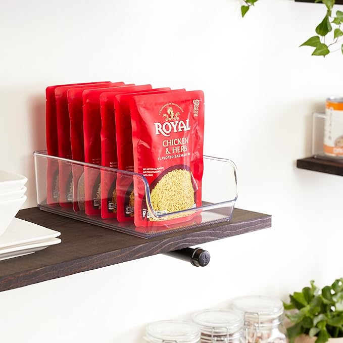 iDesign Plastic Pantry Organizer Bins - Storage Bin for Cabinets or Fridge - Set of 4 - Clear