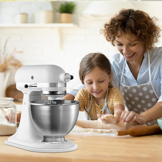 Compatible with Kitchen aid 4.5-5 Qt Bamboo Mixer Slider - Appliance Slider for Tilt Head Kitchen aid Stand Mixer, Kitchen Countertop Storage Mover Sliding Tray for Kitchen aid 4.5-5 Qt White