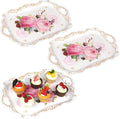 Melamine Serving Trays, 3-Pack Serving Tray Platter Trays for Serving Food, Melamine Tray Serving Platter for Gift, Party, Decor, Home, Restaurant (16" L x 11" W x 1.4" H)