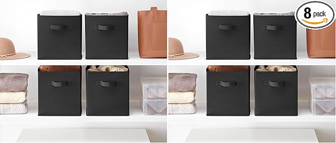 Whitmor Collapsible Cubes - 10.5 x 10.5 x 11 inches - Black - Set of 4 (Pack of 2)