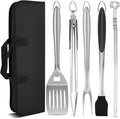 9PCS Stainless Steel Grill Accessories Set, Grilling Gifts for Men Dad Birthday Christmas, Durable BBQ Grill Tools Kit for Outdoor Grill & Camping with Portable Bag, Spatula, Tongs, Skewer & More