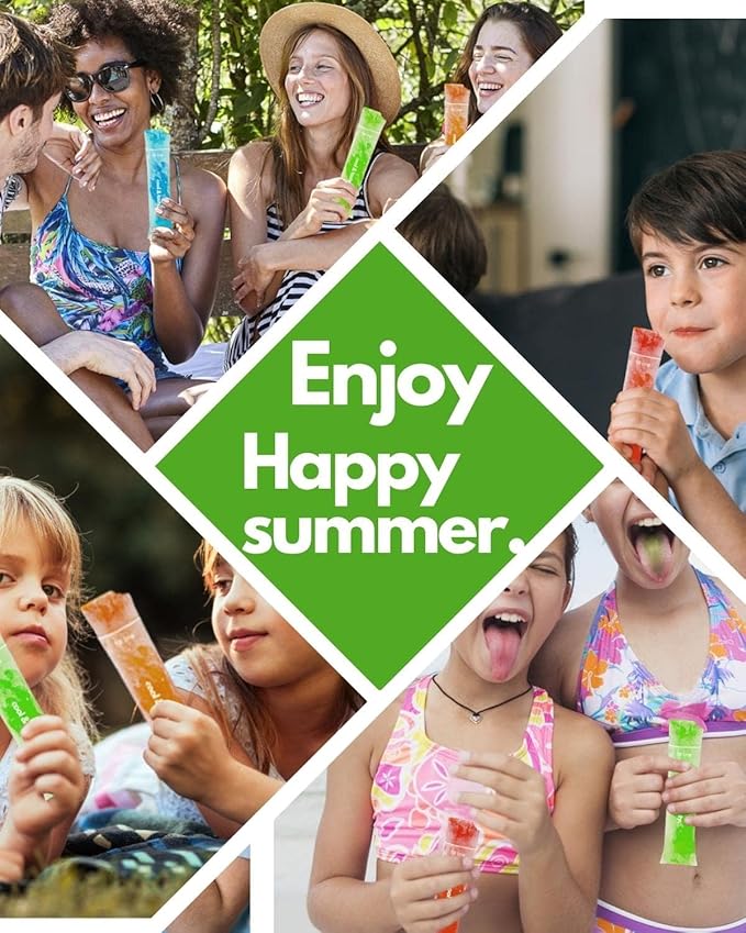 150 Disposable Popsicle Mold Bags with Zip Seals, 8x2" Freezer Tubes for DIY Ice Pops, Yogurt, Juice & Fruit Smoothies - Includes Funnel, BPA-Free, Ice Pop Molds