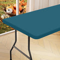 homing Rectangle Table Cloth Cover, Waterproof Polyester Elastic Fitted Tablecloth, Fits for 6 Foot Folding Tables, Washable Table Protector for Picnic, Camping, Outdoor (Peacock Blue, 30" x 72")