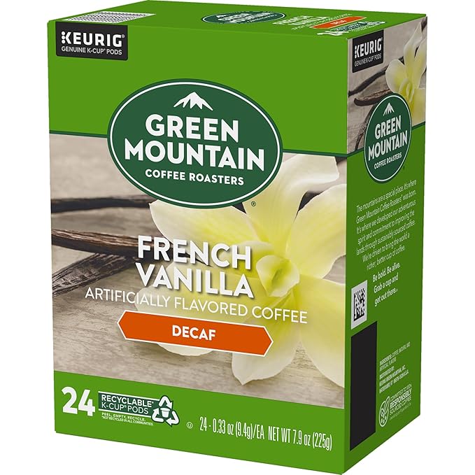 Green Mountain Coffee Roasters French Vanilla Decaf Keurig Single-Serve K-Cup pods, Light Roast Coffee, 96 Count