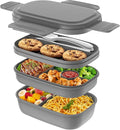 Bento Box Adult Lunch Box,3 Stackable Bento Lunch Containers for Adults/Kids, Modern Minimalist Design Bento Box with Utensil Set, Leak-Proof Lunchbox for Dining Out, Work, Picnic, School