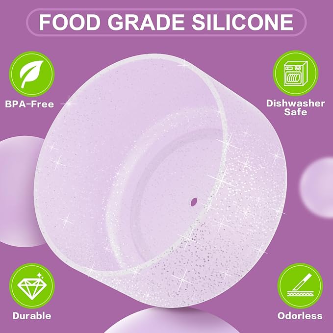 2 PCS Glitter Silicone Boot for Owala Water Bottle, Anti-Slip Protective Sleeve for FreeSip/Twist/Flip Stainless Steel Water Bottles Accessories