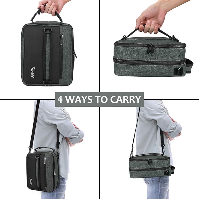 Tirrinia Expandable Insulated Lunch Bag for Men Women – Leakproof Reusable Cooler LunchBox for Kids & Adults with Shoulder Strap, Perfect for Work, School, Office, Travel,Charcoal