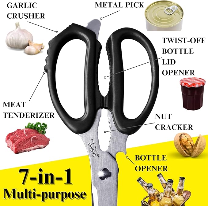 CANARY Japanese Kitchen Scissors for Food 9.5" [Long Blade] Heavy Duty Kitchen Shears, Dishwasher Safe Come Apart Blade, Japanese Stainless Steel Blade, Made in JAPAN