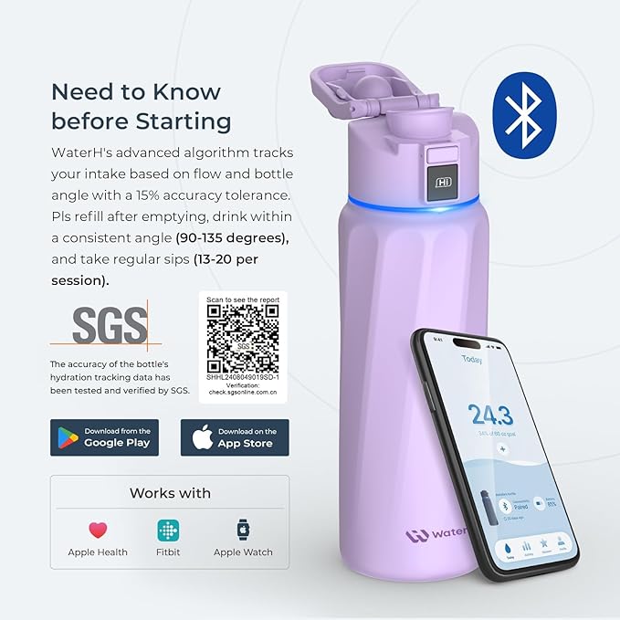 BOOST Smart Water Bottle with Reminder & Tracker, Double Wall Vacuum Insulated Bottles Stainless Steel, 32oz BPA-Free Wide Mouth for Gym, Office, School, Ideal Gift for Christmas, Halloween, New Year