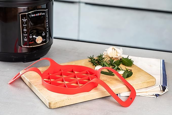 Instant Pot Official Silicone Bakeware Sling - Multi-Use, Heat-Resistant, BPA-Free, Compatible with 6-Quart and 8-Quart Cookers, Red - Ideal for Lifting, Roasting, and Healthier Cooking