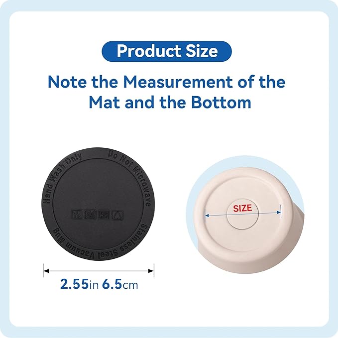 Silicone Bottom Protector for the Bottom of Mugs and Other Containers with a Bottom Diameter of 2.55" 65 mm,Multi-Use Non-Slip Mat(6 Pack)