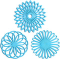 Set of 3 Silicone Trivet Mat - Hot Pot Holder Hot Pads for Table & Countertop - Trivet for Hot Dishes - Non-Slip & Heat Resistant Modern Kitchen Hot Pads for Pots & Pans, Sky Blue