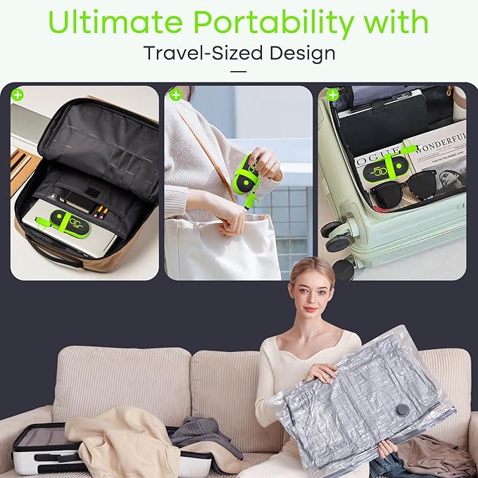 Vacuum Bags for Travel with USB Pump, 12 Pack Carry-on Size Compression Packing for Luggage and Suitcase, Space Saver Bags for Clothes and Clothing Travel