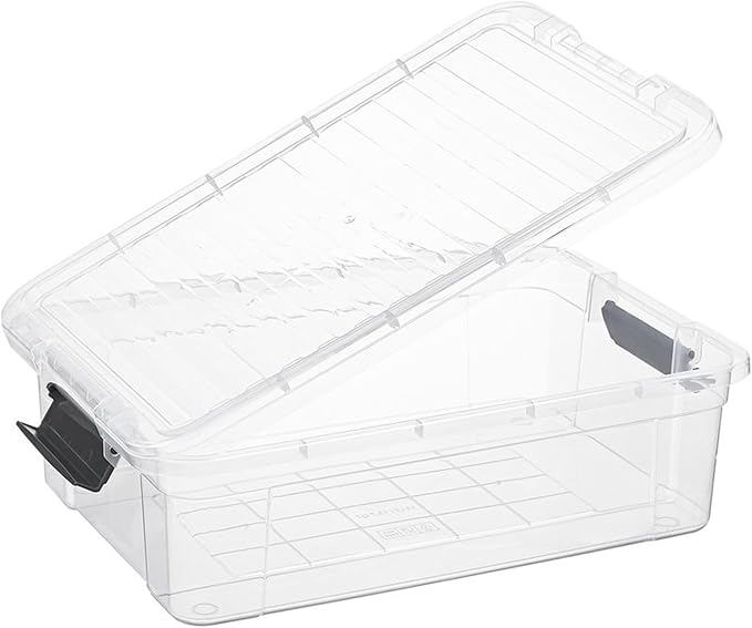 Superio 13.7 Qt Clear Plastic Storage Bins with Lids and Latches, Organizing Containers, Stackable Plastic Bin for Home, Garage, School, and Office