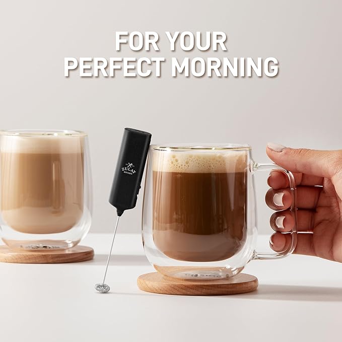 Mini & Mighty Milk Frother Wand – Powerful Handheld Coffee Frother, Battery Operated Drink Mixer – Compact Pocket Size – Detachable Whisk for Latte, Cappuccino, Matcha, Hot Chocolate – Black