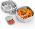 Single-Layer Bento Lunch Box for Kids & Adults with Removable Stainless Steel Lunch Container,Dressing Container,BPA-Free,Dishwasher Safe - Includes Utensil(White,Not Insulated)