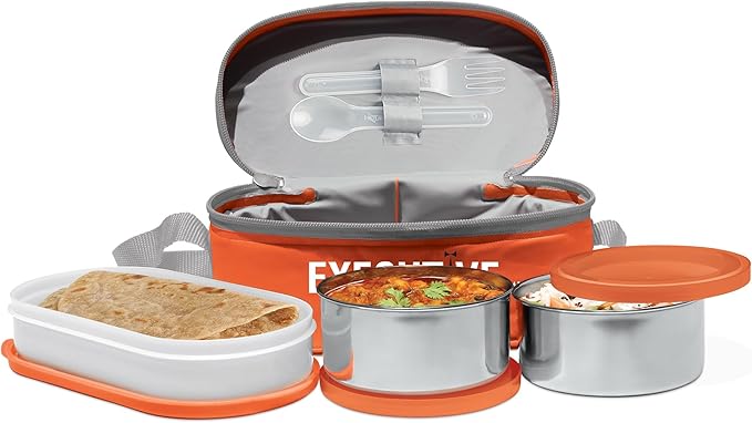 MILTON Executive Insulated Lunch Box, Orange, 3 Containers, 280ml Each