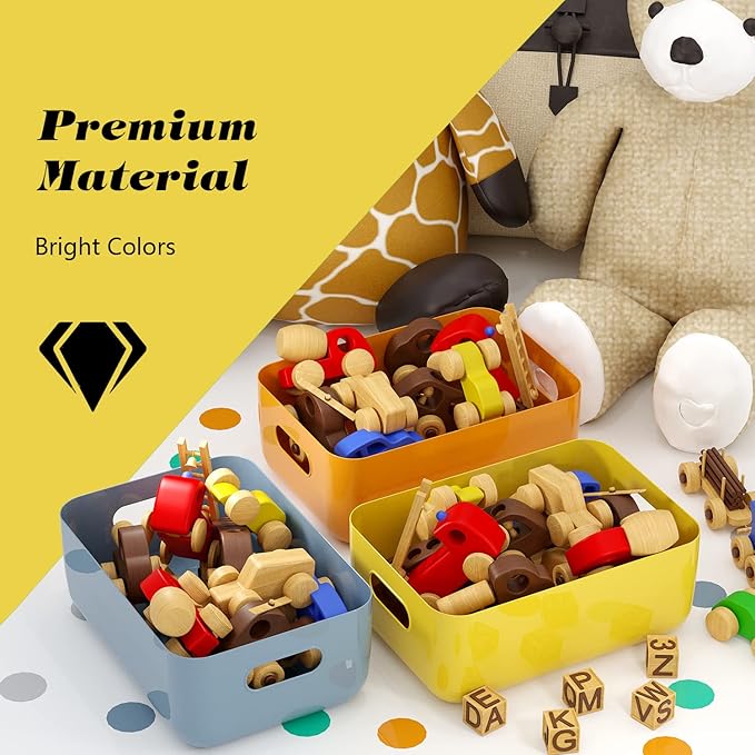 OWill 12 PCS Plastic Storage Bins and Baskets for Efficient Home Classroom Organization Small Containers in Multicolour for Kitchen, Cupboard box, and Bathroom Organizer on Shelves and Tubs