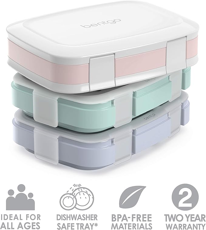 Bentgo Fresh 3-Pack Meal Prep Lunch Box Set - Reusable 3-Compartment Containers for Meal Prepping, Healthy Eating On-the-Go, and Balanced Portion-Control - BPA-Free, Microwave & Dishwasher Safe