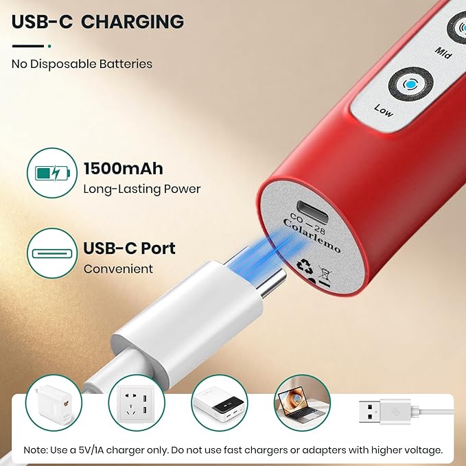 Milk Frother Handheld Rechargeable, Frother Wand Drink Mixer Electric Whisk for Coffee, Detachable With 3 Stainless Whisks, Hand Mixer for Lattes, Cappuccino, Matcha, Egg, No Stand, Red
