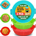 3 Pack Air Fryer Silicone Liners for 5 QT or Bigger, Reusable Food Grade Silicone Airfryer Liners Pot Baking Basket Accessories Replacement of Flammable Disposable Parchment Paper Top 8.7 inch