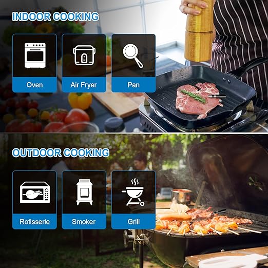 Wireless Meat Thermometer – Digital Cooking Thermometer with Wireless Probe – 500Ft Remote Range Food Thermometer – with iOS & Android Read App -Preprogrammed Temperatures for BBQ, Oven, Grill
