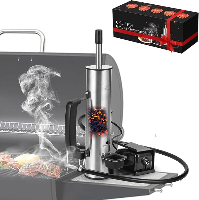2025 Portable Electric Smoke Generator, Adjustable Smoke Control & Fits 99% Pellet Smokers & Grills, Cold/Hot Smoking Modes for Meats, Salmon & Cheeses – Great Christmas Gift Idea for Smoke Lovers