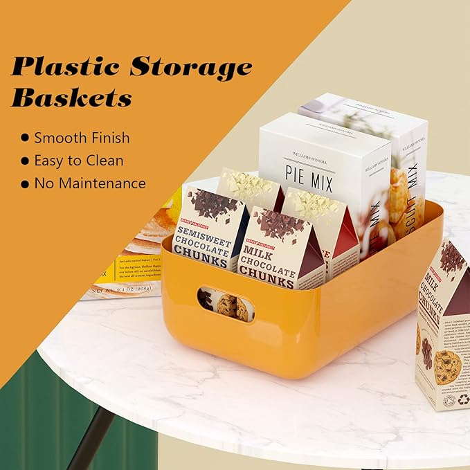 OWill 12 PCS Plastic Storage Bins and Baskets for Efficient Home Classroom Organization Small Containers in Multicolour for Kitchen, Cupboard box, and Bathroom Organizer on Shelves and Tubs